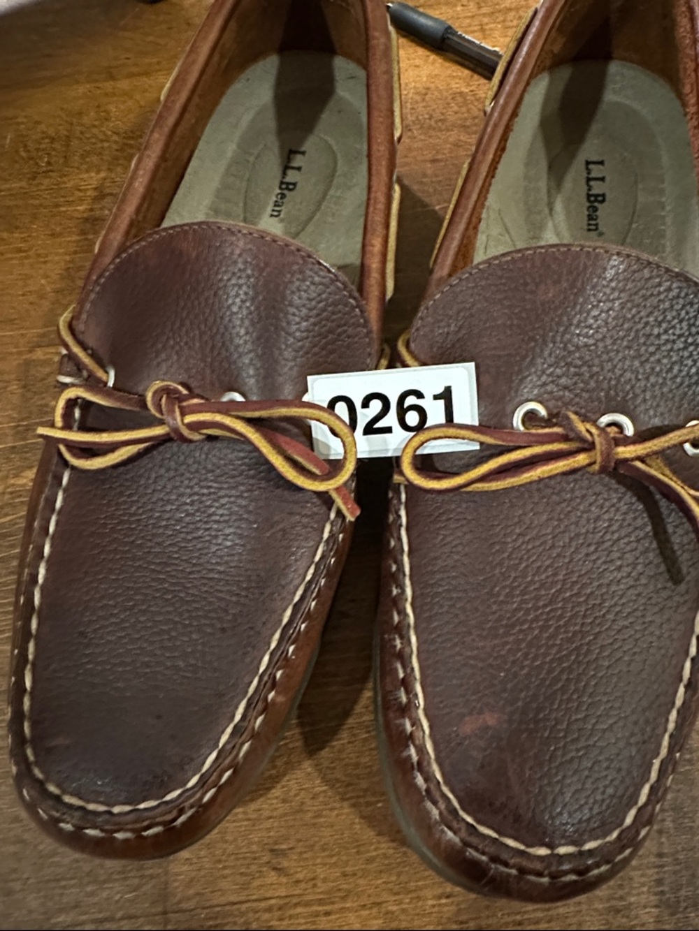 LL Bean Men's Brown Leather Moccasin Boat Shoes Loafers - Picture 8 of 8